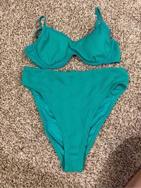 Old Navy - Teal Ribbed Swimsuit Set